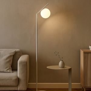 Lampada da terra design moderna bianca sfera di vetro