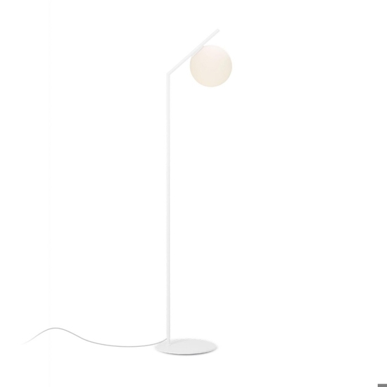 Lampada da terra design moderna bianca sfera di vetro