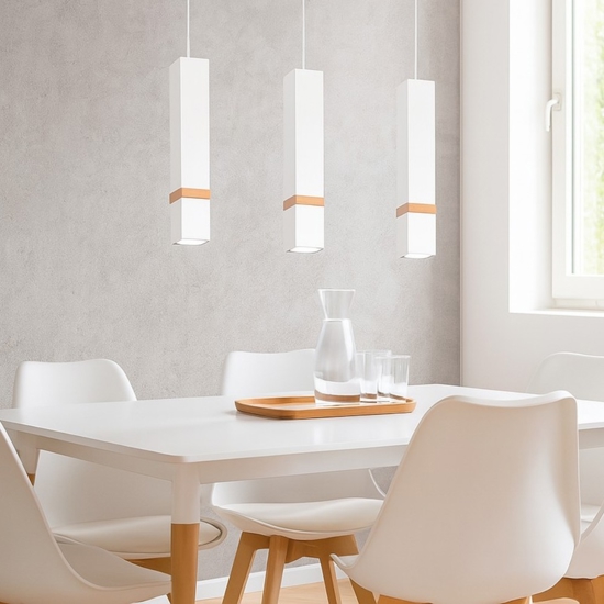 Lampadario per cucina moderna bianco legno fp