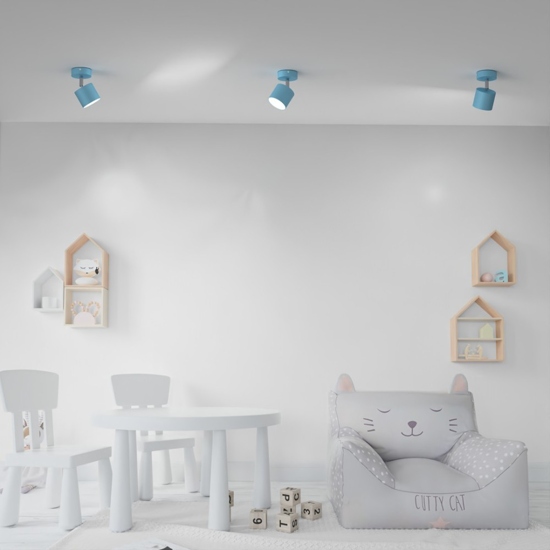 Applique con spot orientabile da parete celeste fp