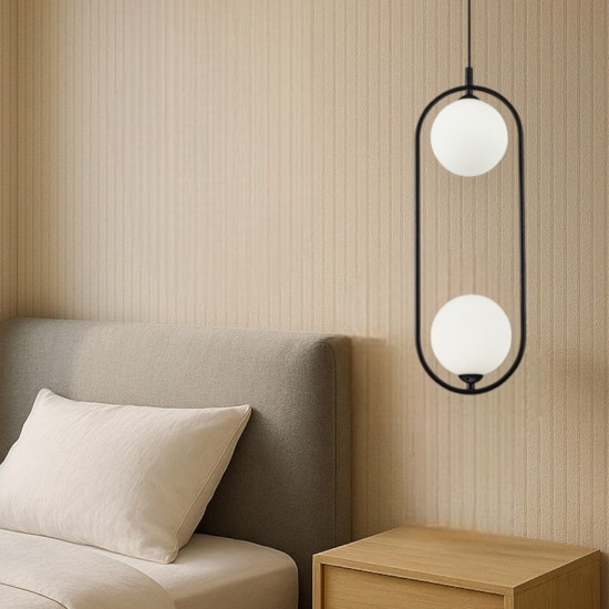 Maytoni lampadario nero pendente per comodino camera da letto