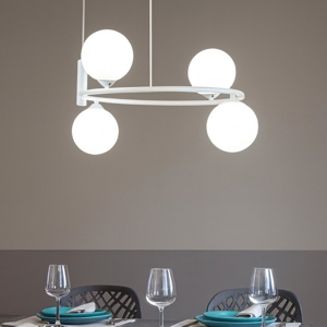 Maytoni lampadario circolare moderno ring per soggiorno bianco 4 sfere di vetro