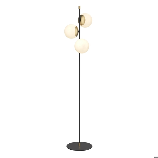 Lampada da terra nero oro sfere vetro bianco maytoni nostalgia