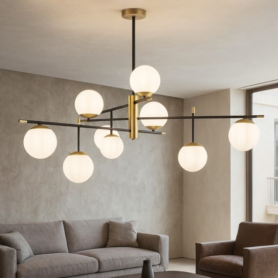 Lampadario oro nero per soggiorno salotto maytoni nostalgia