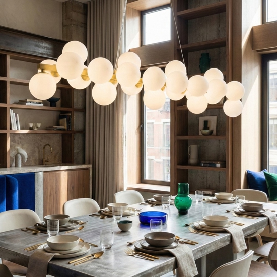 Maytoni lampadario oro moderno dallas per soggiorno sfere in vetro