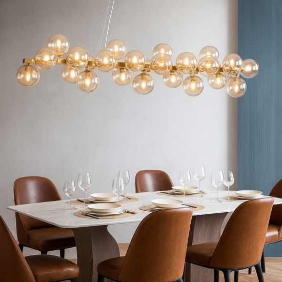 Maytoni lampadario dallas per soggiorno oro sfere di vetro ambra