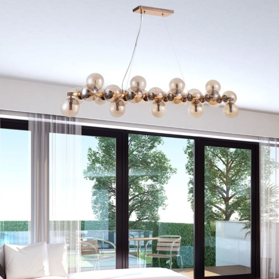 Maytoni lampadario dallas per soggiorno oro sfere di vetro ambra
