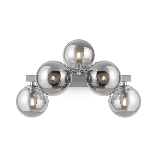 Lampada da parete dallas cromo sfere vetro fume design 5 luci maytoni