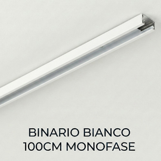 Binario monofase 1mt bianco con tappo e connettore