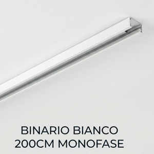 Binario 2mt monofase bianco con connettore e tappo