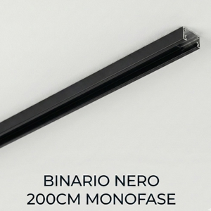 Binario 2mt monofase nero con connettore e tappo