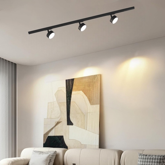 Sistema binario 100cm nero monofase con 3 spot gx53 orientabili