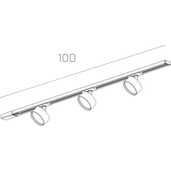 Luci a binario plafoniera 100cm con 3 spot gx53 sabbia monofase orientabili
