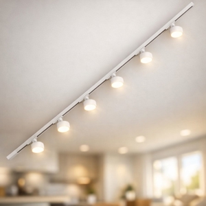 Sistema binario 200cm bianco con 6 spot gx53 orientabili monofase