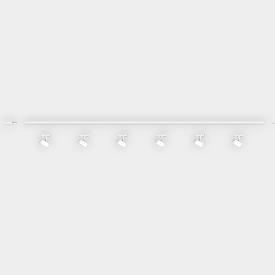 Sistema binario 200cm bianco con 6 spot gx53 orientabili monofase