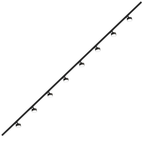 Sistema binario 300cm nero monofase con spot gx53 orientabili