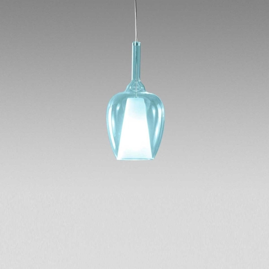 Gea luce ofelia lampada a sospensione in vetro blu