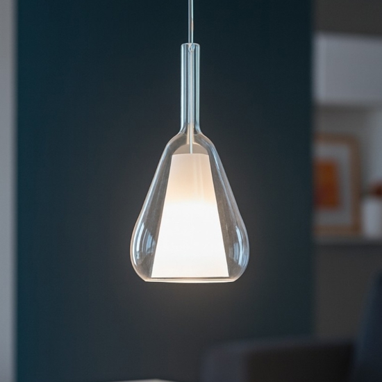 Gea luce lampada ofelia a sospensione vetro trasparente