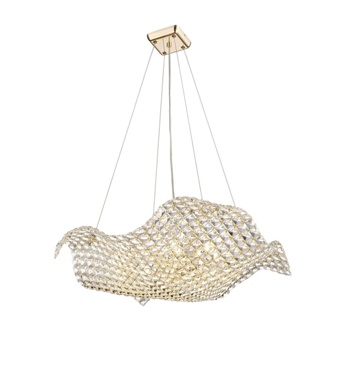 Lampadario moderno vela di cristalli struttura in oro