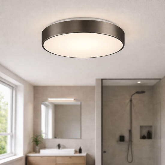 Plafoniera da bagno rotonda 26cm grigio nichel