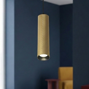 Lampada a sospensione artisan cilindro oro per tavolo da pranzo maytoni