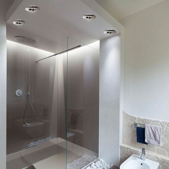 Faretto da incasso a soffitto rotondo cromo per bagno doccia