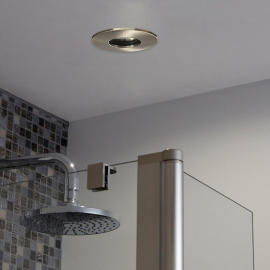 Faretto nichel per bagno doccia rotondo da incasso a soffitto