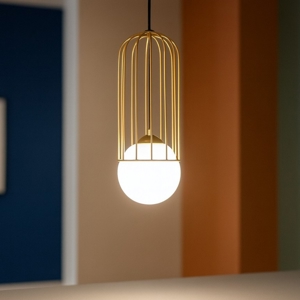 Lampada pendente maytoni telford oro ottone sfera bianca da comodino per camera da letto