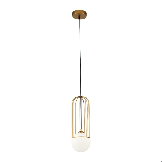 Lampada pendente maytoni telford oro ottone sfera bianca da bagno
