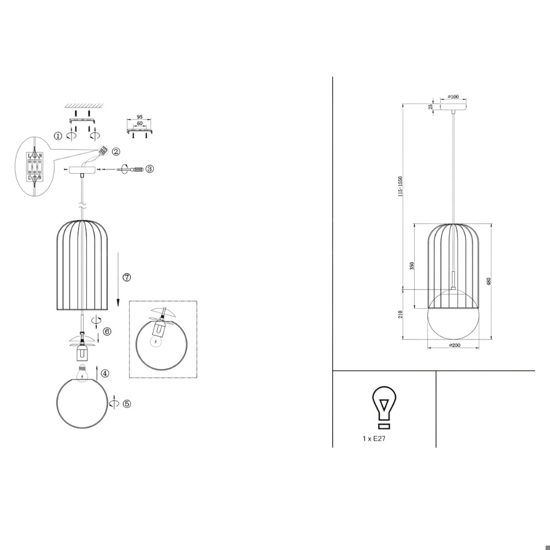 Lampada per bagno oro sfera vetro maytoni telford