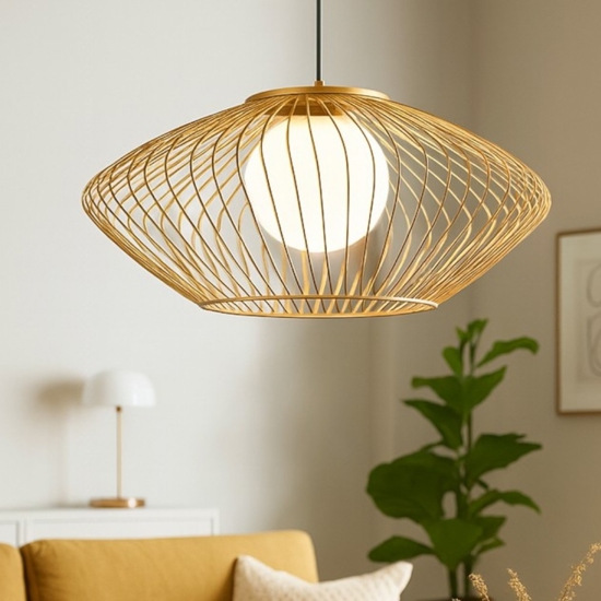 Maytoni lampadario design metallo oro per soggiorno plec