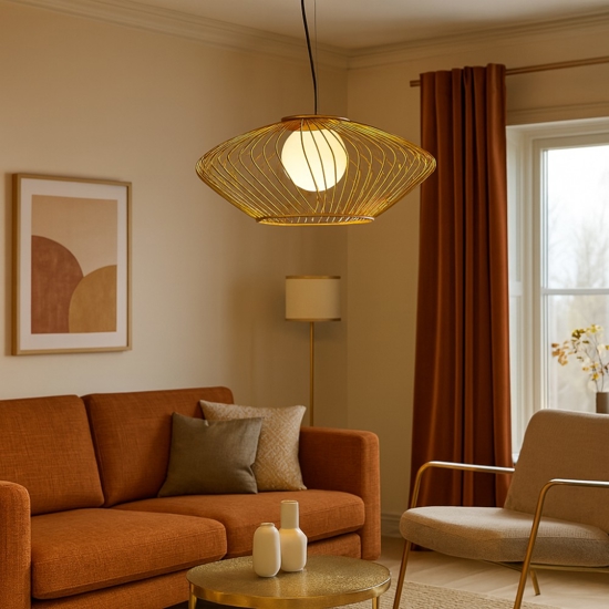 Maytoni lampadario design metallo oro per soggiorno plec