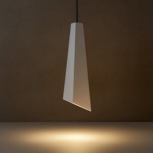 Lampada pendente a sospensione bianca in gesso assimetrica