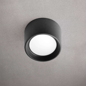 Faretto a soffitto da esterno top light pisa nero tondo