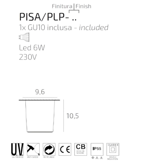 Faretto da esterno bianco anti corrosione top light pisa ip55