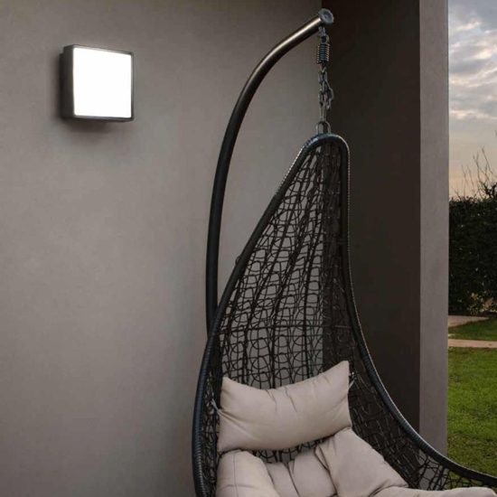 Plafoniera da esterno grigio 22cm quadrata ondaluce