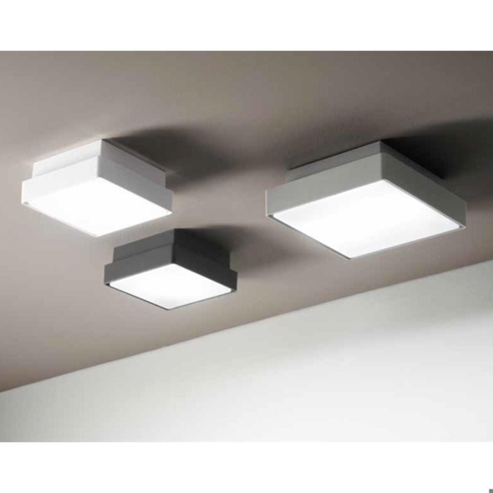 Plafoniera da esterno grigio 22cm quadrata ondaluce