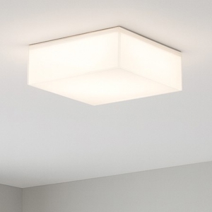 Piccola plafoniera moderna 20cm quadrata vetro bianco lucido