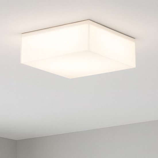 Piccola plafoniera moderna 20cm quadrata vetro bianco lucido
