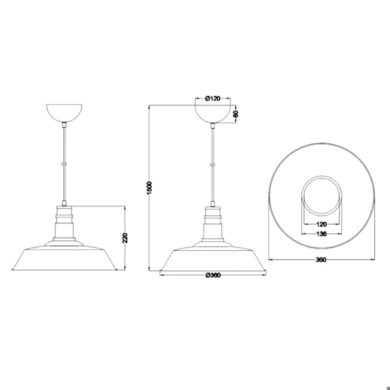 Lampadario da cucina minimale metallo bianco h150 cm max