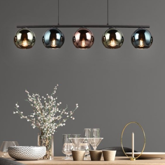 Lampadario da cucina moderna sfere effetto specchio multicolor