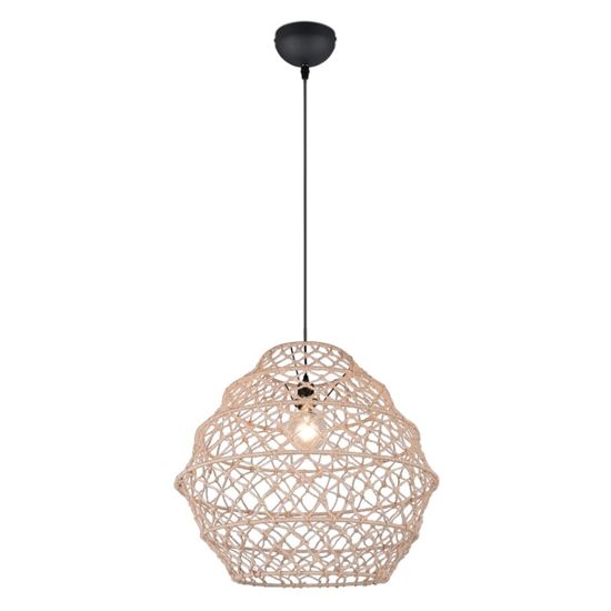 Lampadario per cucina marrone 60 cm paralume in maglia di canapa