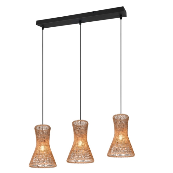 Lampadario clessidra 3 luci per cucina 20 cm marrone