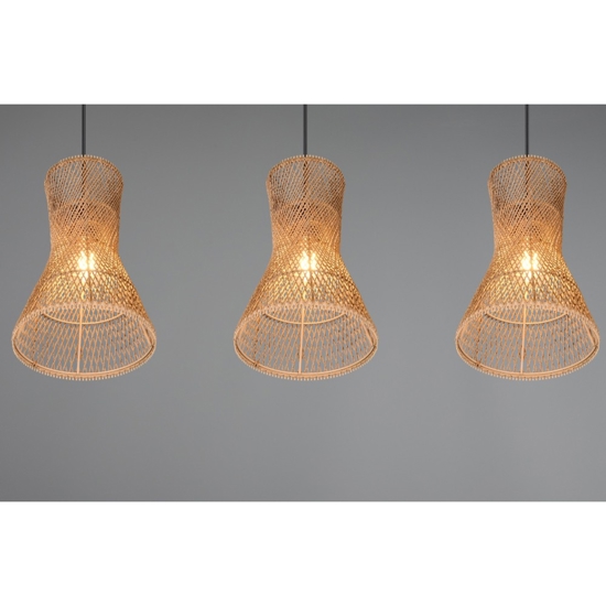 Lampadario clessidra 3 luci per cucina 20 cm marrone