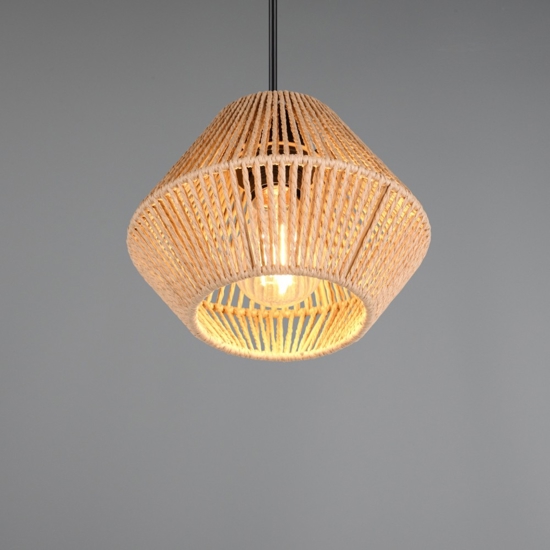 Lampada a sospensione per cucina rustica marrone 20 cm in corda