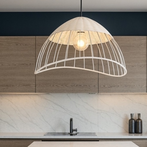 Lampadario per cucina moderna a cupola 48 cm in rattan