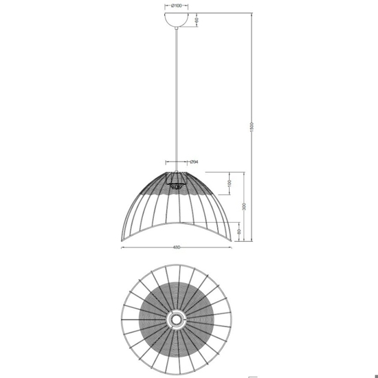 Lampadario per cucina moderna a cupola 48 cm in rattan