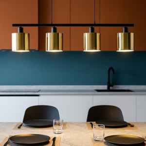 Lampadario per tavolo da cucina oro 4 diffusore in vetro