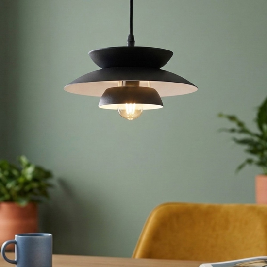 Lampada a sospensione di metallo design nera per isola penisola