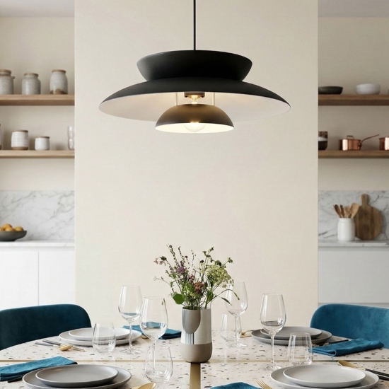 Lampadario per cucina di metallo nero design moderno